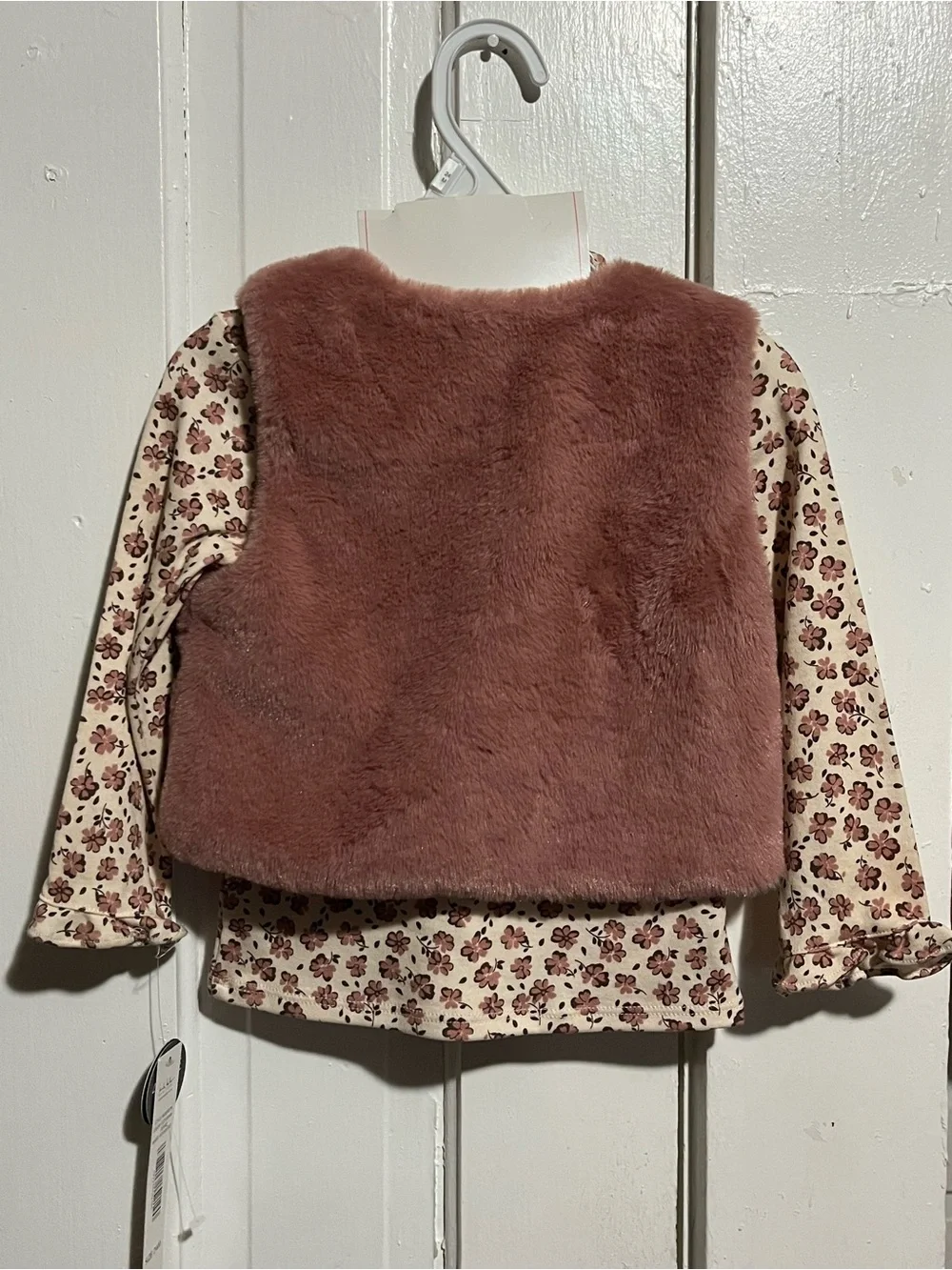 Nicole Miller Girls' Mauve Faux Fur Vest with Bow Accents